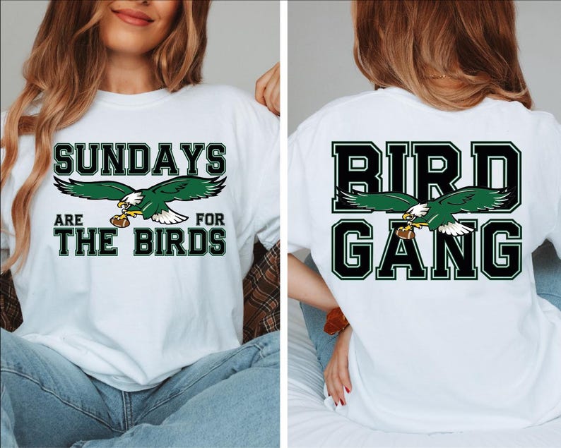 two pictures of a woman wearing a white shirt with the words birds gang on it