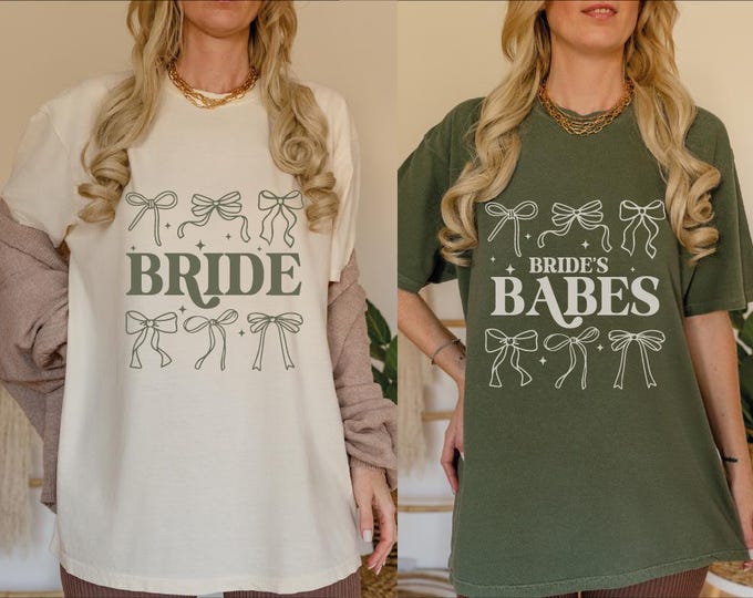 Custom Bachelorette Party Shirt, Coquette Bride&Bride's Babes Shirt, Comfort Colors Wedding Group, Bridal Party Tee, Girly Bow Bachelorette