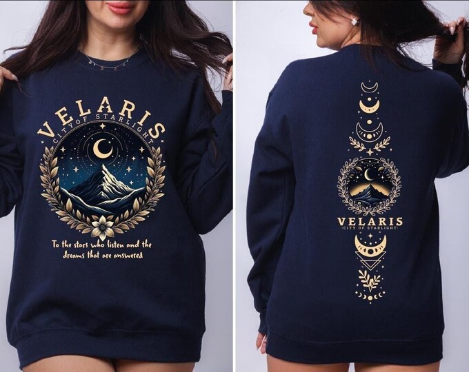 Velaris ACOTAR Sweatshirt, Velaris City Of Starlight, The Night Court Sweater, SJM Merch Hoodie, Court of Dream, Rhysand, Horns and Roses,BP