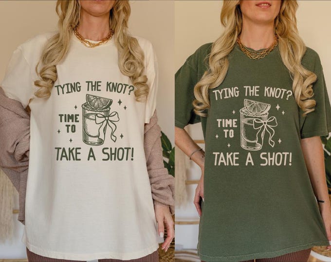 She's Tying the Knot Take A Shot Bridal Party Shirt, Funny Bach Party, Bridesmaids Tops, Custom Bach Shirt, Bachelorette Weekend Social Club
