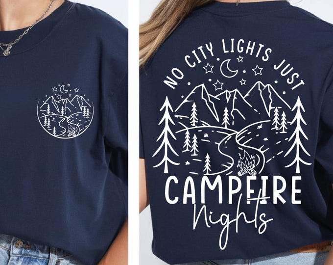 Comfort Colors No City Lights Just Campfire Nights Shirt, Campfire Shirt, Camp Lover Gift, Adventure Lover Gift, Family Camping T Shirt, BP