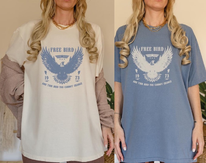 Free Bird Shirt, Comfort Colors Boho TShirt, Custom Free Bird Tee, Eagle Shirt, Retro Music Shirt, Vintage Inspired Shirt, Thunderbird Shirt