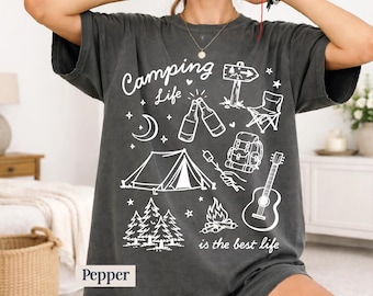 Comfort Colors Camping Life Shirt, Outdoor Adventure Shirt, Campfire Shirt, Hiking Shirt, Nature Lover Gift