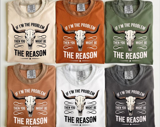 Comfort Colors If I'm The Problem Then You Might Be The Reason Shirt, Western Shirt, Country Music Concert Shirt, Country Bull Skull T-Shirt