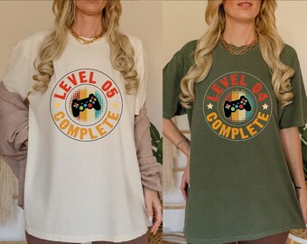 Custom Level Complete Gamer Anniversary Comfort Colors Shirt, Custom Anniversary Gift, Gamer Husband Anniversary Gift, Custom Wedding Shirt