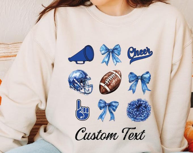 Custom Football Team Sweatshirt, Football Coquette Bow Sweater, Football Mom Hoodie, Coquette Aesthetic, Football Cheer,Team Spirit Game Day