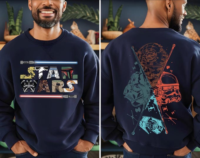Disney Star Wars Two Sided Sweatshirt, Star Wars Sweatshirt, Darth Vader Hoodie, Galaxy's Edge Sweatshirt, Retro Star Wars,Star Wars Fans,BP