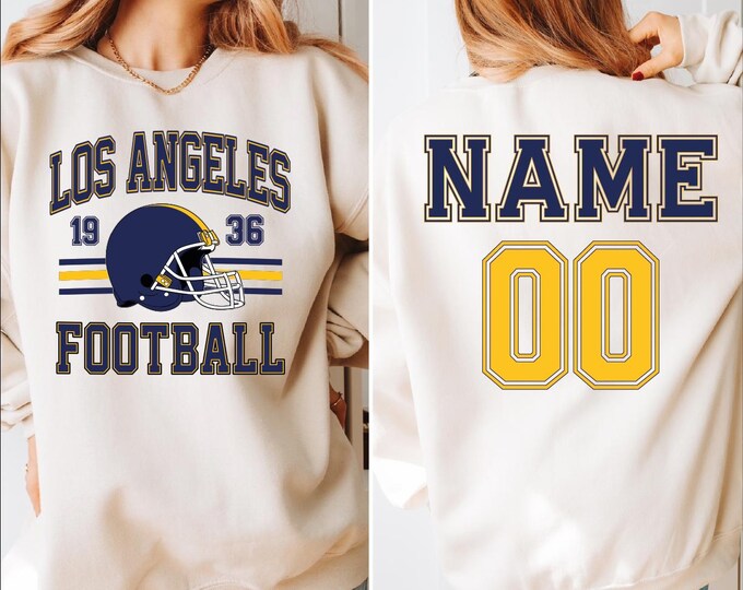 Los Angeles Football Sweatshirt, Custom Name Number Los Angeles Football Sweater, Los Angeles Gameday Hoodie, Los Angeles Football Season,BP