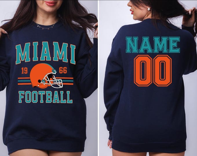 Miami Football Sweatshirt, Miami Football Custom Name and Number Sweater, Customized Miami Game Day Hoodie, Texas Football Season Sweater,BP