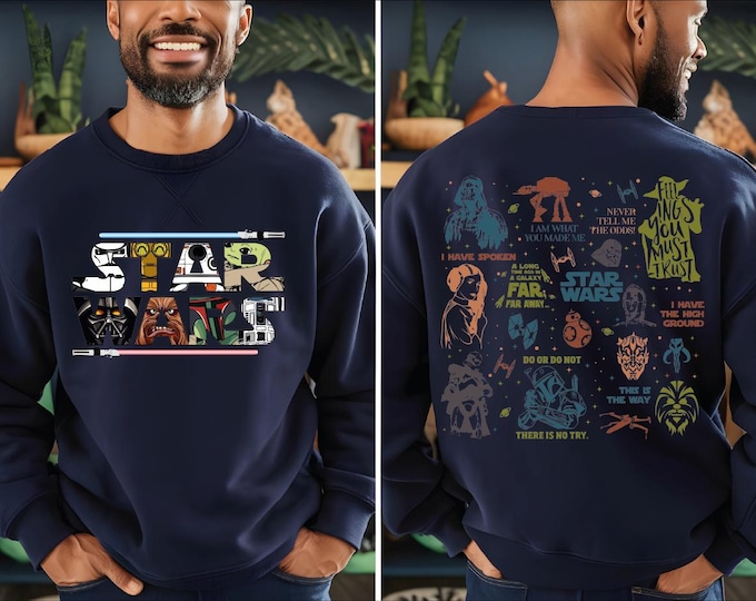 Disney Star Wars Two Sided Sweatshirt, Star Wars Sweatshirt, Star Wars Fans,Darth Vader Hoodie, Galaxy's Edge Sweatshirt, Retro Star Wars,BP
