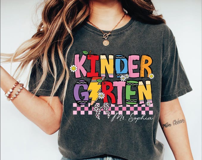 Custom Teacher Shirt, Custom Name Kindergarten Teacher Shirt, Pre K Shirt, Teacher Appreciation Gift, Personalized Kindergarten Team Shirts
