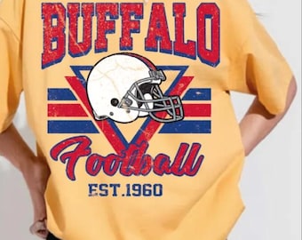 Buffalo Football Shirt, Vintage Comfort Colors Tee | Game Day Fan Apparel | Unisex Sizes S-3XL