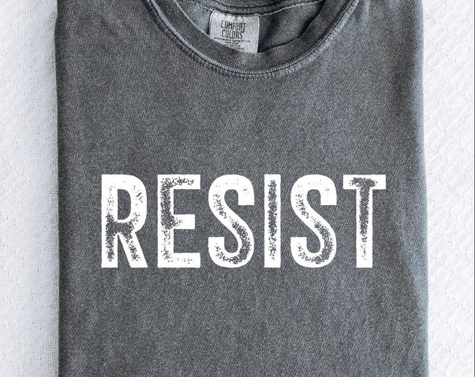 Resist Shirt, Comfort Colors Tee, Retro Liberal Protest Shirt, Political Democratic Social Justice Shirt, Feminist Tee,Defend Democracy Gift