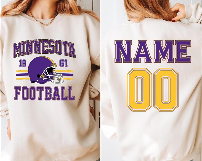 Minnesota Football Sweatshirt, Custom Name and Number Minnesota Football Sweater, Personalized Minnesota Hoodie, Football Season Sweater, BP