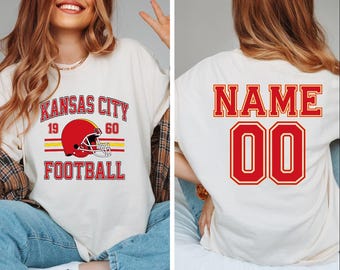 Custom Kansas City Football Shirt, Kansas City Game Day Shirt, Personalized Name Number Kansas City Football Shirt, Kansas City Helmet, BP