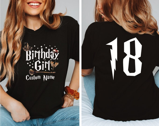 Custom Name Birthday Girl Shirt, Magic Birthday Shirt, Wizard Birthday Shirt, Birthday Gift For Girl, Custom Age Birthday Girl T-shirt, BP