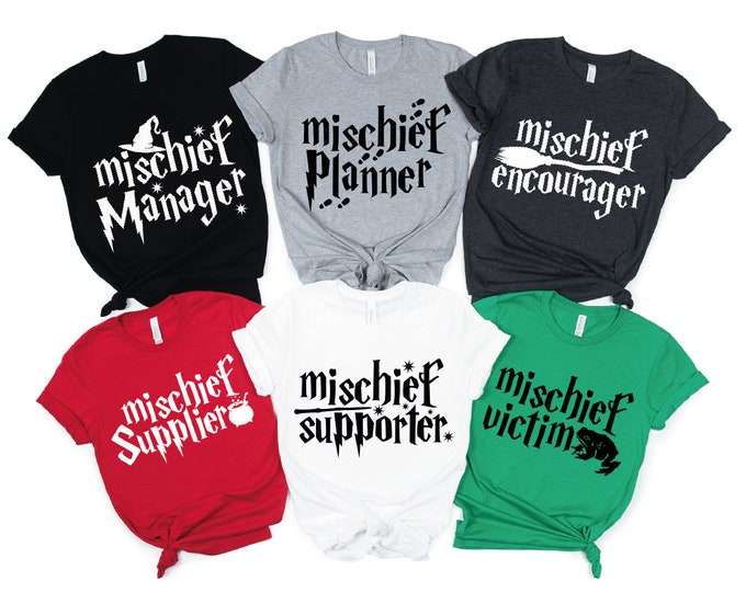 Universal Studios Family Shirts, Mischief Manager Shirt, Wizard Shirts, Mischief Shirts, Supporter, Planner, Victim, Encourager Wizard Shirt