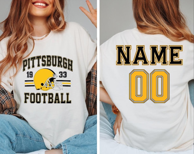 Pittsburgh Football Shirt, Custom Name and Number Pittsburgh Football Shirt, Customized Pittsburgh Shirt, Football Season Shirt, Gameday, BP