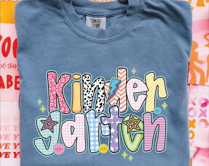 Comfort Colors Kindergarten Teacher Shirt, Kindergarten Shirt, Back To School, Kindergarten Teacher, Kinder Crew, Kinder Squad, Kinder Team