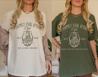 Custom Happily Ever After Shirt, Retro Bachelorette Party Comfort Colors Shirt, Magic Kingdom Wedding Shirt, Engaged Married Anniversary Tee