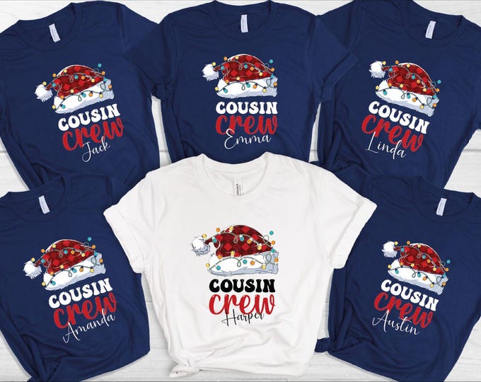 Custom Cousin Crew Christmas Shirts, Christmas Family Trip Shirt, Matching Cousin Shirt, Family Cousin Name Gifts, Cousin Vacation Shirt