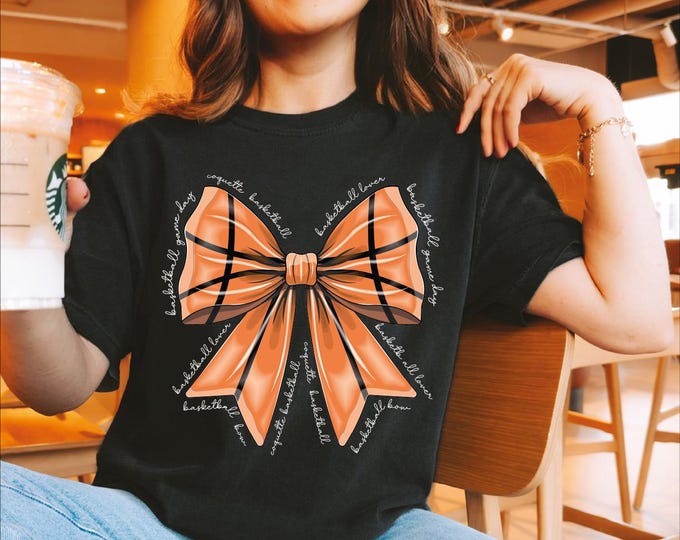 Comfort Colors Coquette Basketball Bow Shirt, Basketball Mom Shirt, Game Day Basketball Shirt, Basketball Season, Basketball Lover