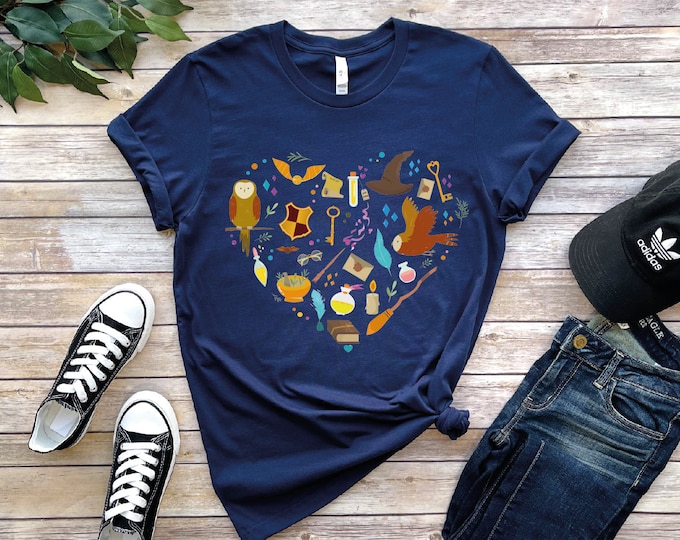 Wizard Heart Shirt, Wizard School House Shirt, Universal Shirt for Family, Magic House Shirt, Wizard Wand Shirt, Witch Heart Shirt