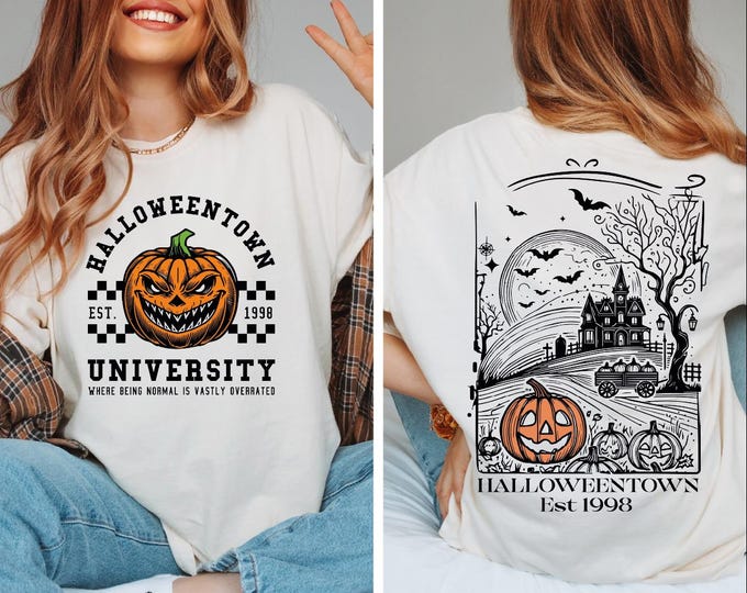 Halloweentown University Shirt, Two-Sided Halloweentown T-shirt, Halloweentown Est 1998 Shirt, Halloween Shirt, Fall Pumpkin Shirt, Fall Tee