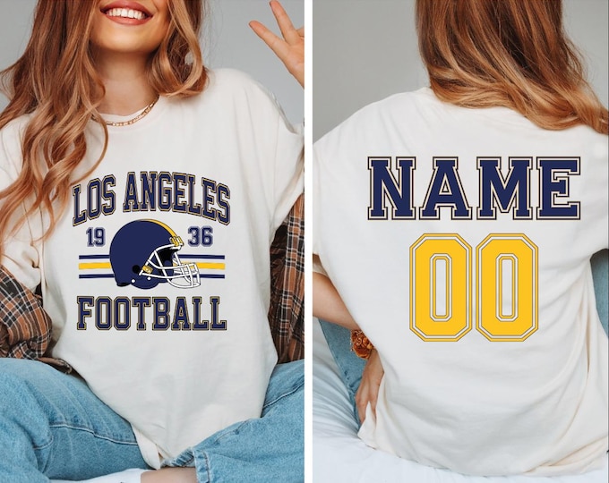Los Angeles Football Shirt, Custom Name and Number Los Angeles Football Shirt, Custom Los Angeles, Football Season, Los Angeles Gameday, BP