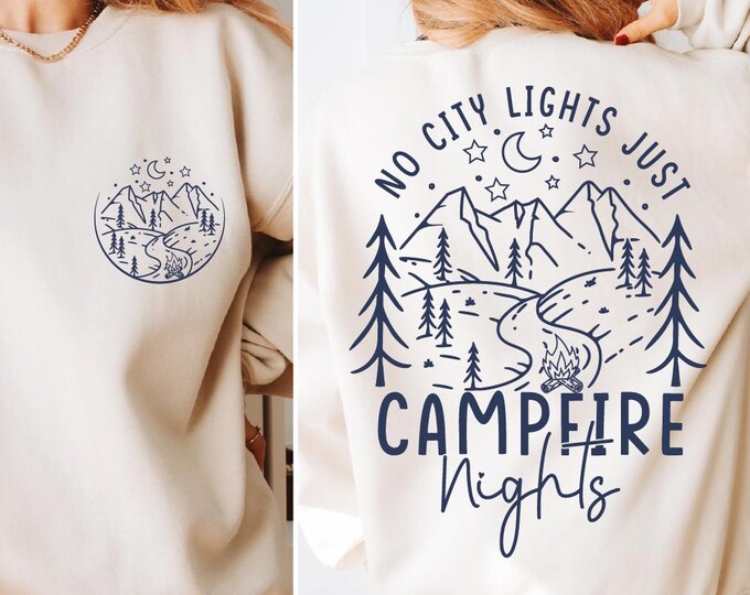 No City Lights Just Campfire Nights Sweatshirt, Campfire Sweater, Camp Lover Gift, Adventure Lover Gift, Family Camping Sweater andHoodie,BP