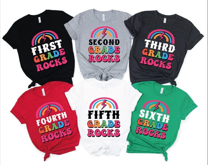 ABCD Teacher Tour Shirt, Grade Rocks From 1 to 8 Shirt, First Second Third Fourth Fifth Sixth Seventh Eighth Grade Rocks Tee,Back To School
