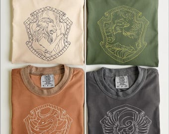 Comfort Colors Wizard House T-Shirt, Magic School Unisex Tee, Fantasy Crest Graphic Shirt
