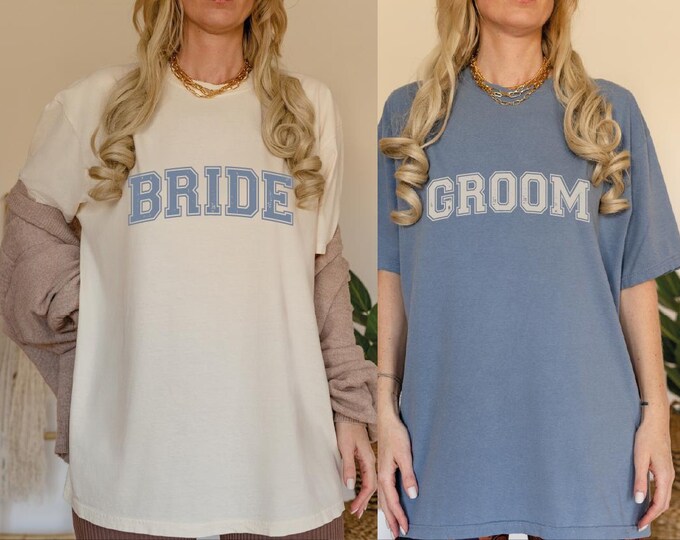 Custom Bride Groom Shirt, Comfort Colors Bride and Groom Shirt, Wedding Shirt, Bridal Wedding Shirt, Bride and Groom Tee, Just Married Shirt