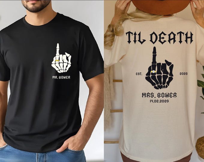 Comfort Colors Custom Wedding Party Shirt, Till Death Shirt, Custom Bride & Groom Bachelorette Shirt, Couple Wedding Outfit, Custom Date, BP