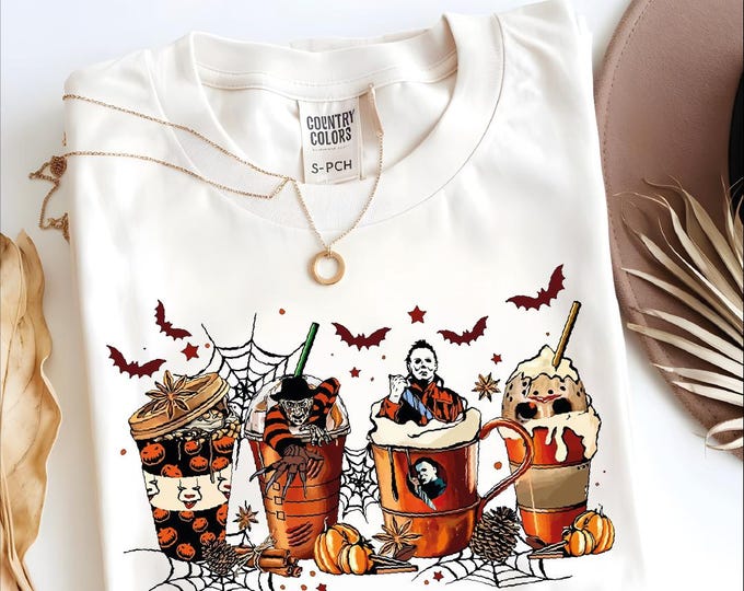 Skeleton Coffee Cups Shirt, Nightmare Before Coffee Shirt, Halloween Horror Movie Coffee Shirt, Skull Coffee Cup Shirt, Fall Halloween Shirt