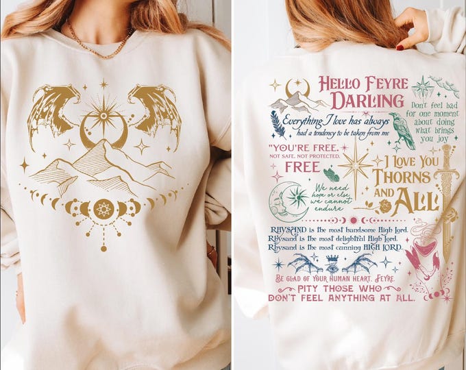Hello Feyre Darling Sweatshirt, Acotar Fan Sweatshirt, Fantasy Reader Hoodie, Velaris City Of Starlight Sweatshirt, Bookish Hoodie,Book Gift