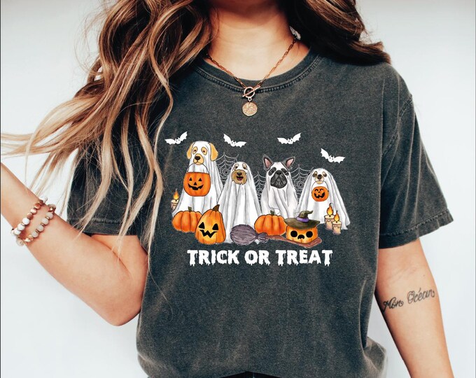 Trick or Treat Halloween Shirts, Trick or Treat Shirt, Halloween Dogs Trick-Or-Treat Shirt, Funny Dog Halloween Shirt, Halloween Party Shirt