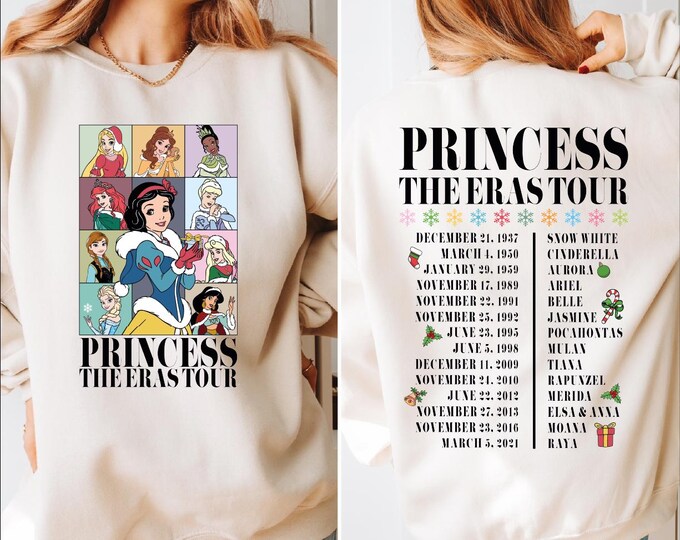 Princess Eras Tour Sweatshirt, Disney Princess Tour Sweater, Disney Princess Characters Hoodie, Disney Girl Trip Sweater, Disney Sweater, BP