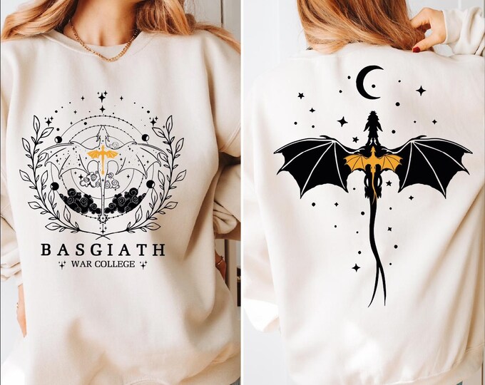 Basgiath War College Sweatshirt, Fourth Wing Dragon Hoodie, Tairn  Andarna Dragon Sweater, Dragon Rider Sweater, Bookish Gift for Readers,BP