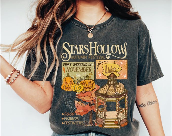 Stars Hallow Comfort Colors Shirt, Fall Vibes Shirt, Vintage Style Stars Hollow Shirt,Luke's Diner Coffee, Autumn Theme