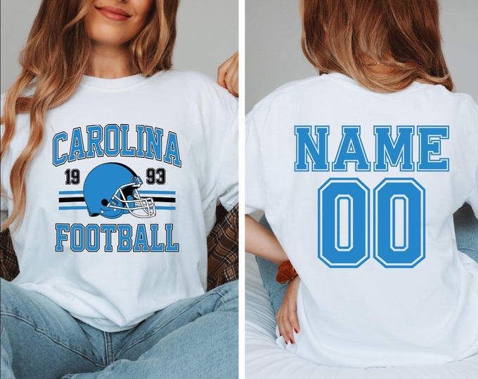 Carolina Football Shirt, Personalized Name Number Carolina Football Game Day Shirt, Comfort Colors Carolina Football Tee, Game Day Shirt, BP