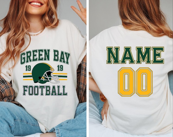 Green Bay Football Shirt, Custom Name and Number Green Bay Football Shirt, Personalized Green Bay Shirt, Football Season Tee, Game Day T, BP