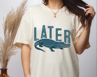 Funny Alligator Graphic Tee: Comfort Colors Retro Gator Shirt