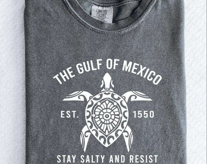 Comfort Colors Gulf of Mexico Stay Salty and Resist Shirt, Mexico Beach Shirt, Resist Shirt, Democrat Shirt, Protest shirt, Political Tee