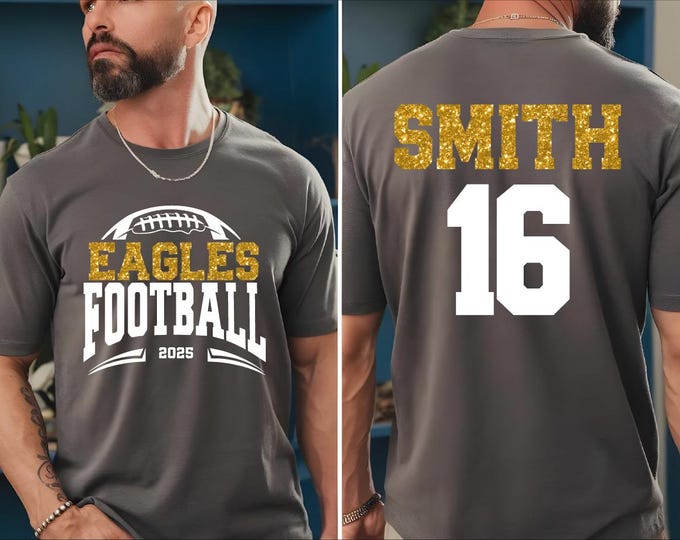 Custom Football Shirt, Glitter Football Shirt, Glitter Team Name Football Shirt, Custom Football Fans Shirt with Name and Number, Gameday,BP