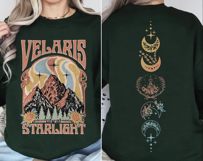 Retro Velaris City Of Starlight Sweatshirt, The Night Court Hoodie, Acotar Velaris Sweater, Court of Dreams, SJM Merch, Velaris Bookish Gift
