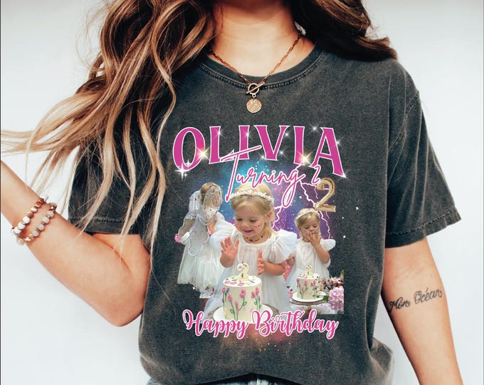 Custom Bootleg Birthday Kids Shirt, Custom Birthday Girl Tee, Custom Photo Birthday Boy Shirt, Baby Girl Boy Birthday Tee, Toddler Birthday