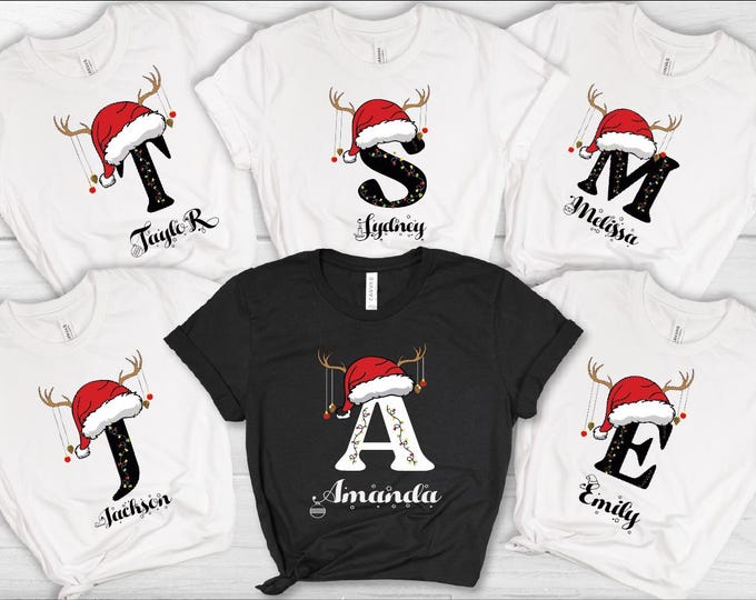 Family Christmas Name Shirt, Monogrammed Family Christmas Shirt, Personalized Christmas Family T-Shirt, Custom Christmas Shirt With Name