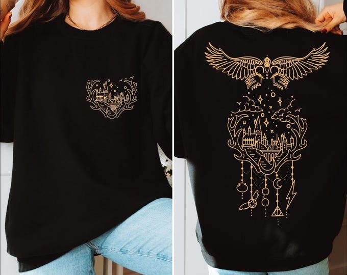 Personalized Magic Castle Sweatshirt, 2-Sided Wizard School Sweater, Wizard House Hoodie, Universal Studios Gift, Magical Castle, Rvnclw,BP