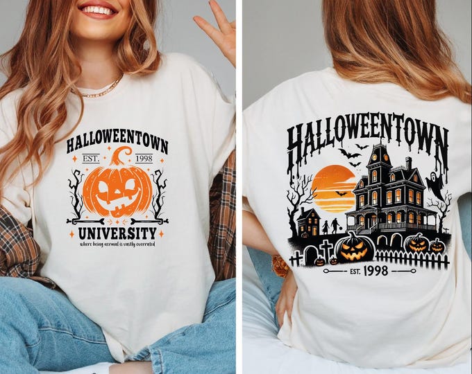 Halloweentown University Shirt, Two-Sided Halloweentown T-shirt, Halloweentown Est 1998 Shirt, Halloween Shirt, Fall Pumpkin Shirt, Fall Tee